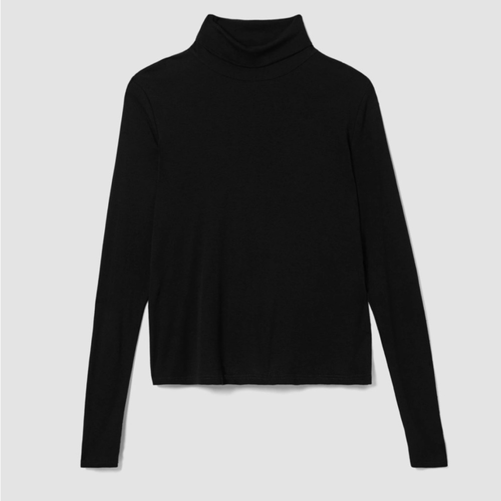 Eileen Fisher Ribbed Pima Cotton Blend Turtleneck Top